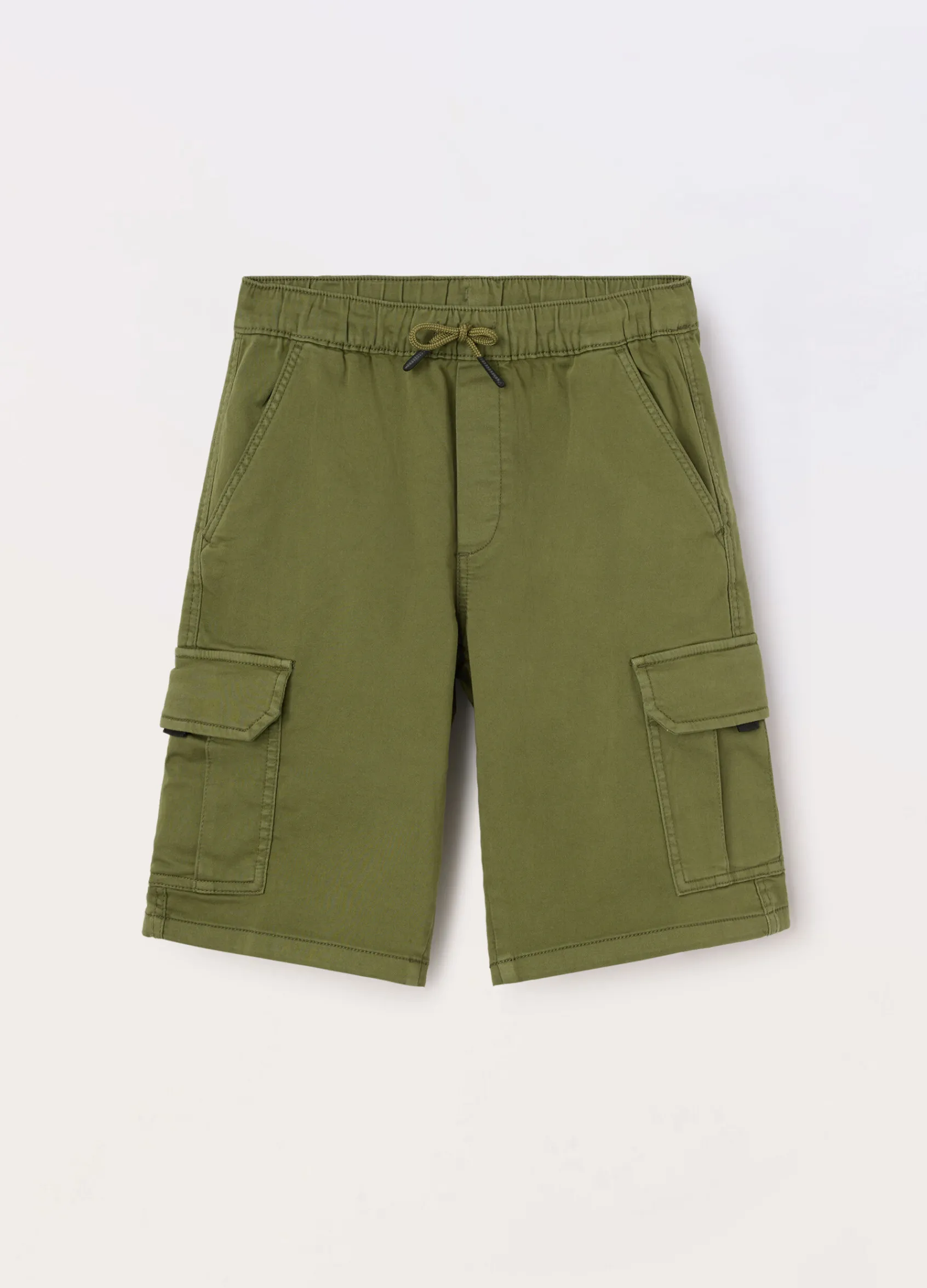 Blukids Bermuda cargo in french terry denim ragazzo- Jeans