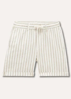 Blukids Bermuda in misto lino rigato bambino-Bambino Pantaloni