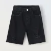 Blukids Bermuda ripped in denim di puro cotone ragazzo- Jeans