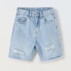 Blukids Bermuda ripped in denim di puro cotone ragazzo- Jeans