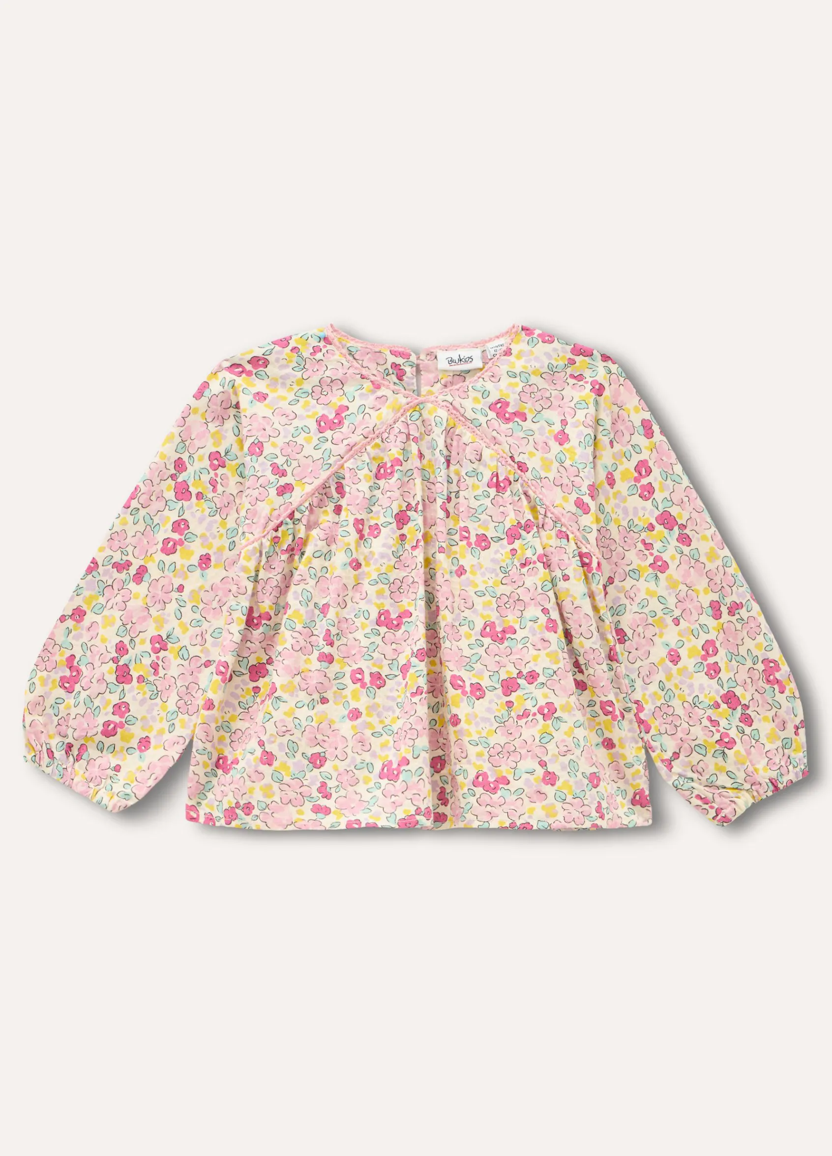 Blukids Blusa floreale in cotone stretch neonata- Camicie