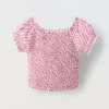 Blukids Blusa in pura viscosa con punto smock ragazza- Camicie
