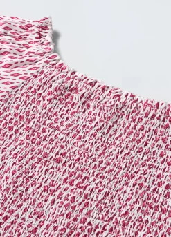 Blukids Blusa in pura viscosa con punto smock ragazza- Camicie