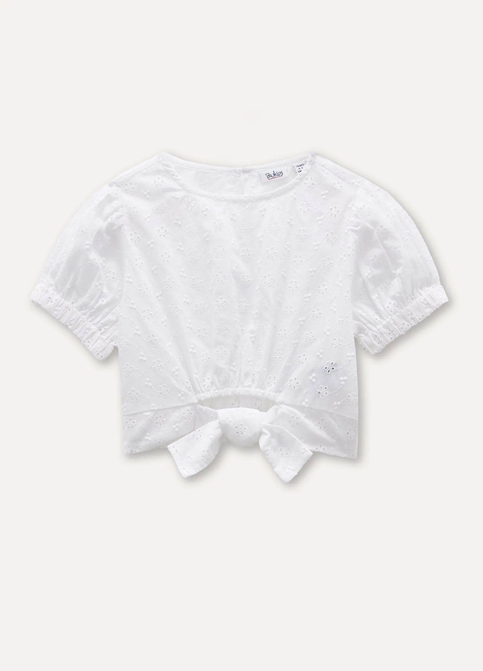 Blukids Blusa in puro cotone sangallo bambina- Camicie