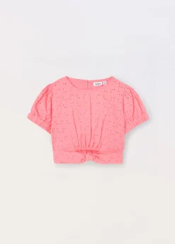 Blukids Blusa in puro cotone sangallo bambina- Camicie