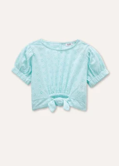 Blukids Blusa in puro cotone sangallo bambina- Camicie