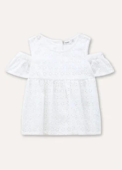 Blukids Blusa in puro cotone sangallo bambina- Camicie