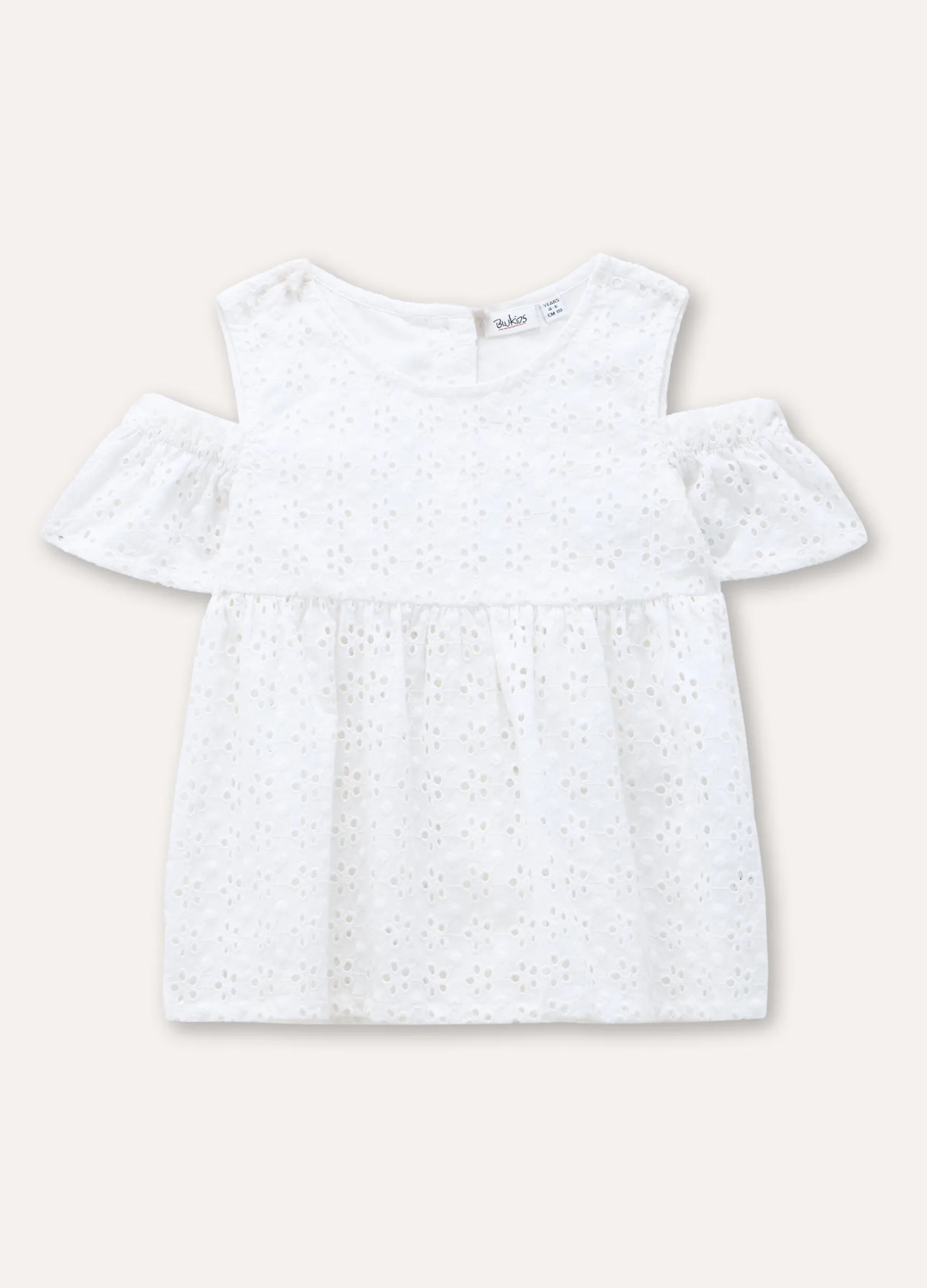 Blukids Blusa in puro cotone sangallo bambina- Camicie