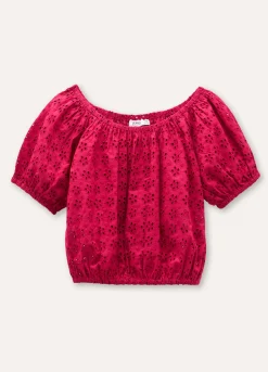 Blukids Blusa in puro cotone sangallo ragazza- Camicie