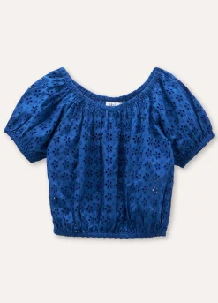 Blukids Blusa in puro cotone sangallo ragazza- Camicie
