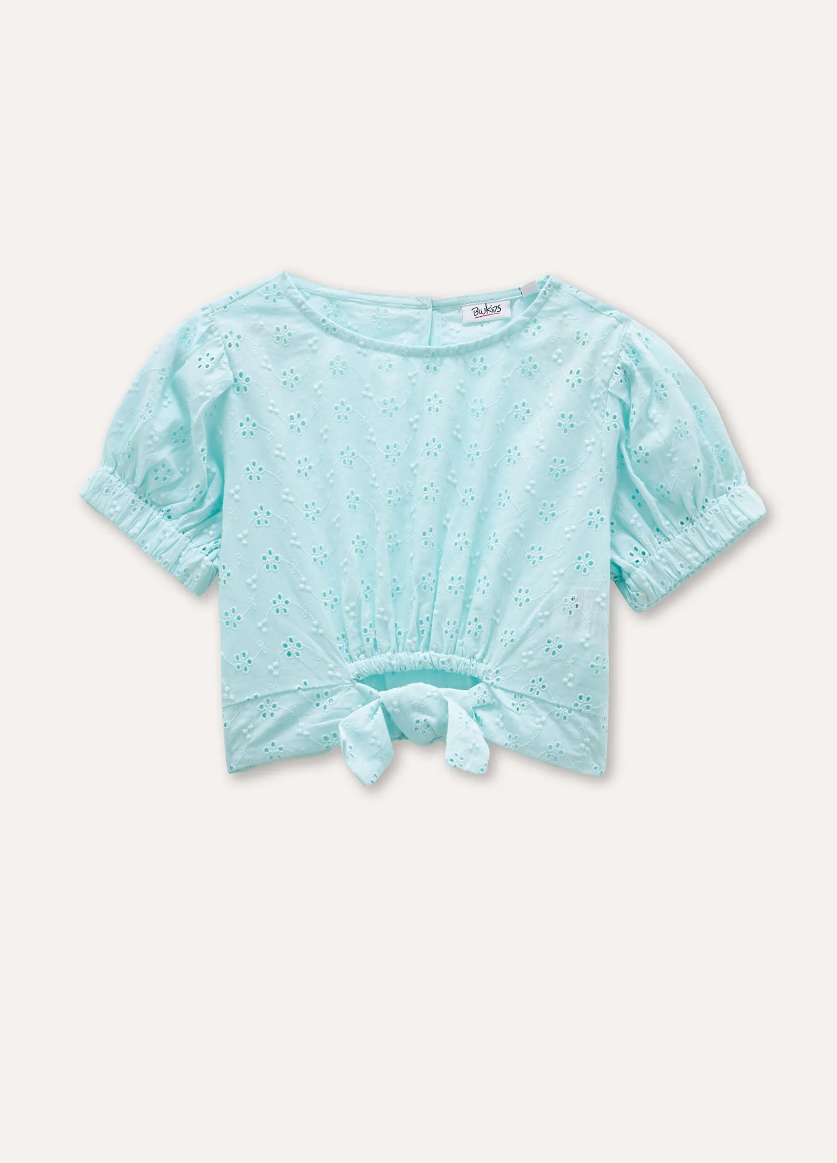 Blukids Blusa in puro cotone sangallo bambina- Camicie