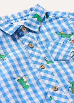 Blukids Camicia body a quadri con stampa in puro cotone neonato- Camicie