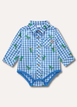 Blukids Camicia body a quadri con stampa in puro cotone neonato- Camicie