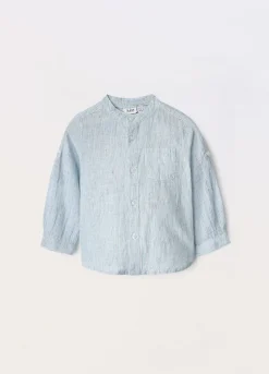Blukids Camicia coreana misto lino neonato- Camicie
