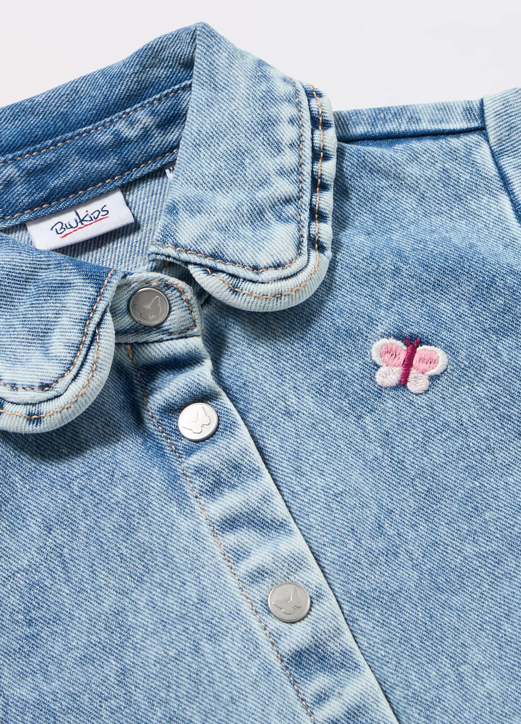 Blukids Camicia in denim di puro cotone neonata- Camicie