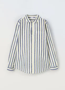 Blukids Camicia in misto lino a righe ragazzo- Camicie