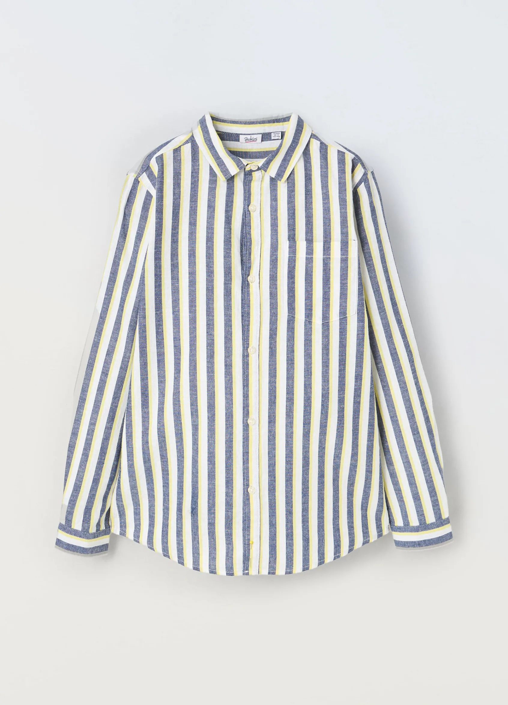 Blukids Camicia in misto lino a righe ragazzo- Camicie