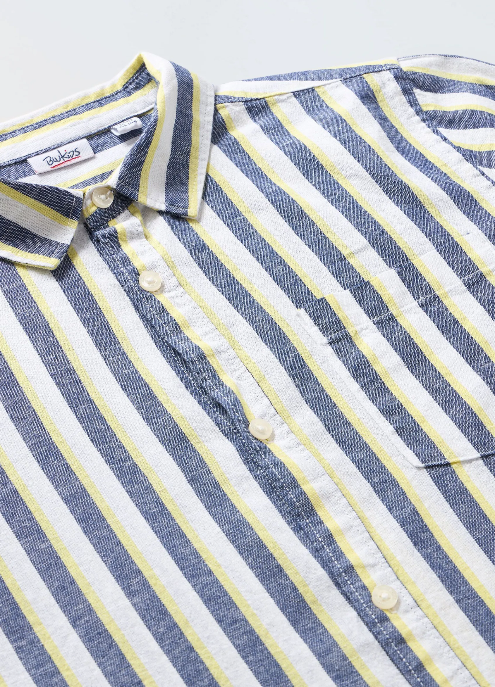 Blukids Camicia in misto lino a righe ragazzo- Camicie