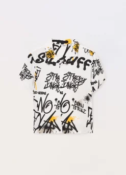 Blukids Camicia in pura viscosa con stampa ragazzo- Camicie