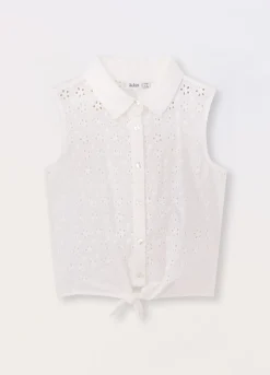 Blukids Camicia smanicata in puro cotone ragazza- Camicie