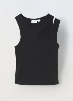 Blukids Canotta in misto cotone stretch con cut out ragazza- T-shirt