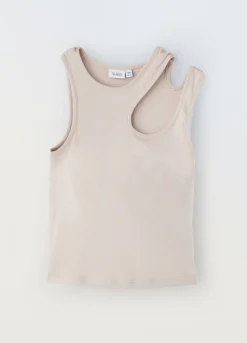 Blukids Canotta in misto cotone stretch con cut out ragazza- T-shirt