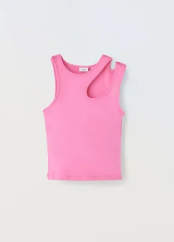 Blukids Canotta in misto cotone stretch con cut out ragazza- T-shirt