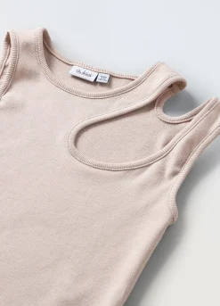 Blukids Canotta in misto cotone stretch con cut out ragazza- T-shirt