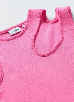 Blukids Canotta in misto cotone stretch con cut out ragazza- T-shirt