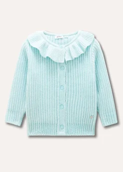 Blukids Cardigan in ciniglia tricot con rouches neonata- Maglioncini