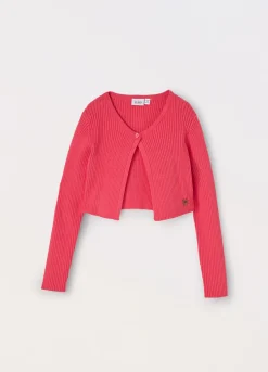 Blukids Cardigan in costina misto viscosa bambina- Maglioni
