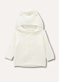 Blukids Cardigan in puro cotone tricot con cappuccio- Maglioncini