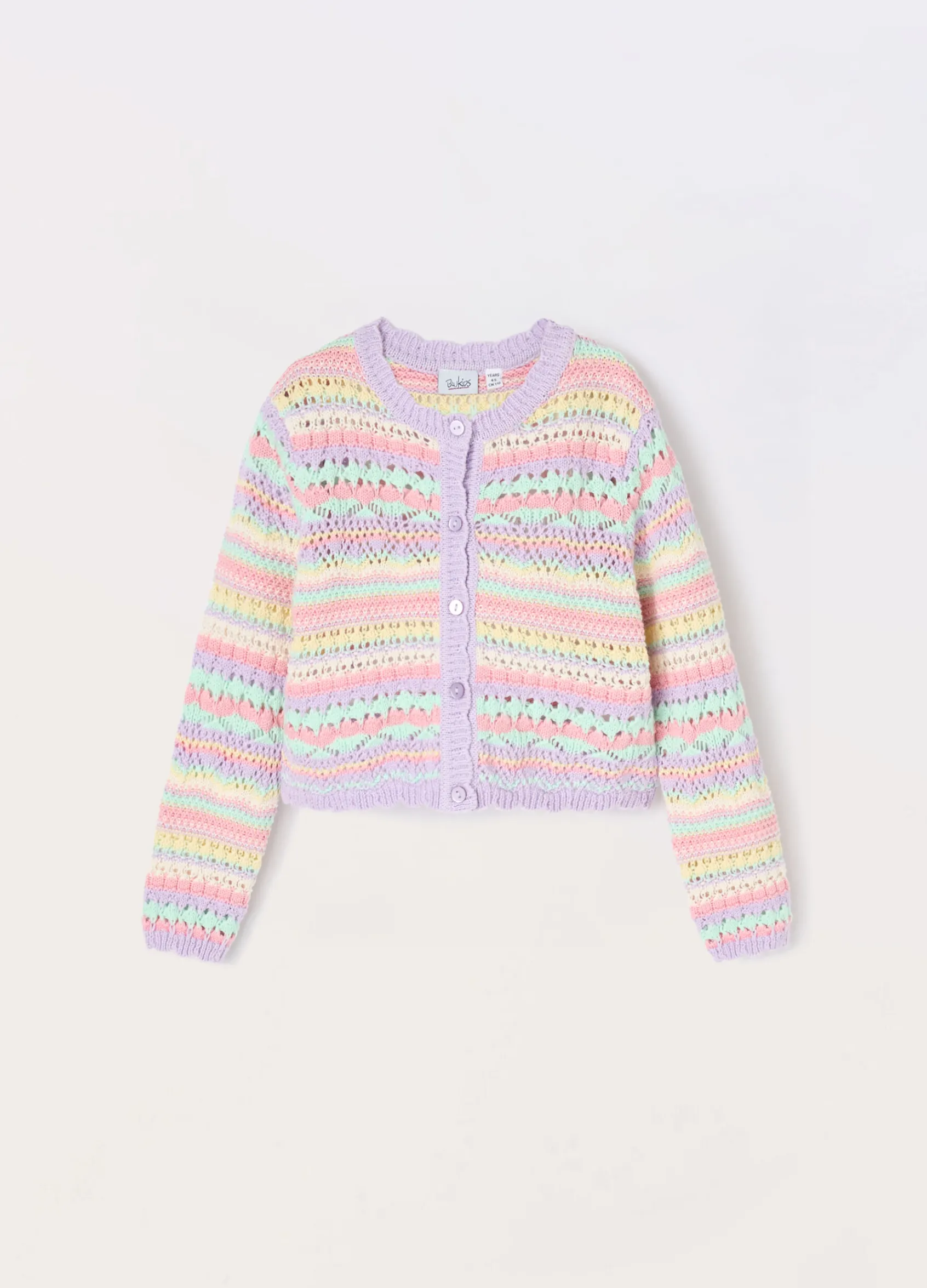 Blukids Cardigan multicolor in puro cotone bambina- Maglioni