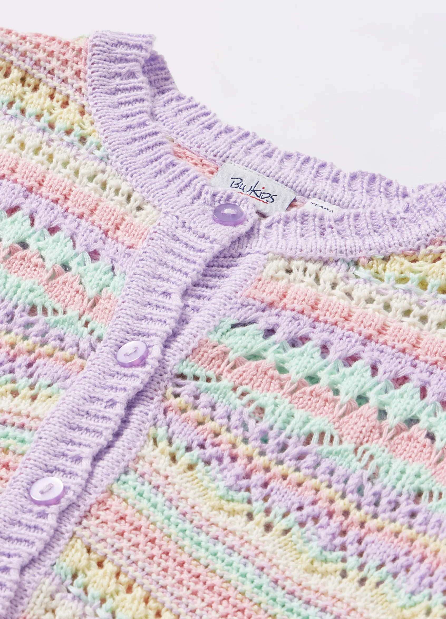 Blukids Cardigan multicolor in puro cotone bambina- Maglioni