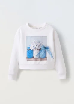 Blukids Felpa in misto cotone con applicazioni bambina- Felpe