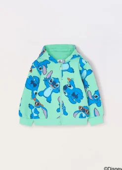 Blukids Felpa Stitch con zip e cappuccio in puro cotone- Felpe