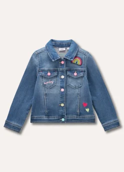 Blukids Giubbino jeans con ricami ed applicazioni bambina- Cappotti