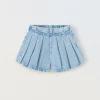 Blukids Gonna pantalone in denim di puro cotone bambina- Pantaloni