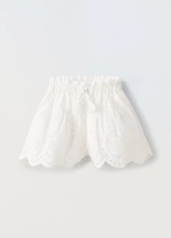 Blukids Gonna pantalone in puro cotone sangallo bambina- Gonne