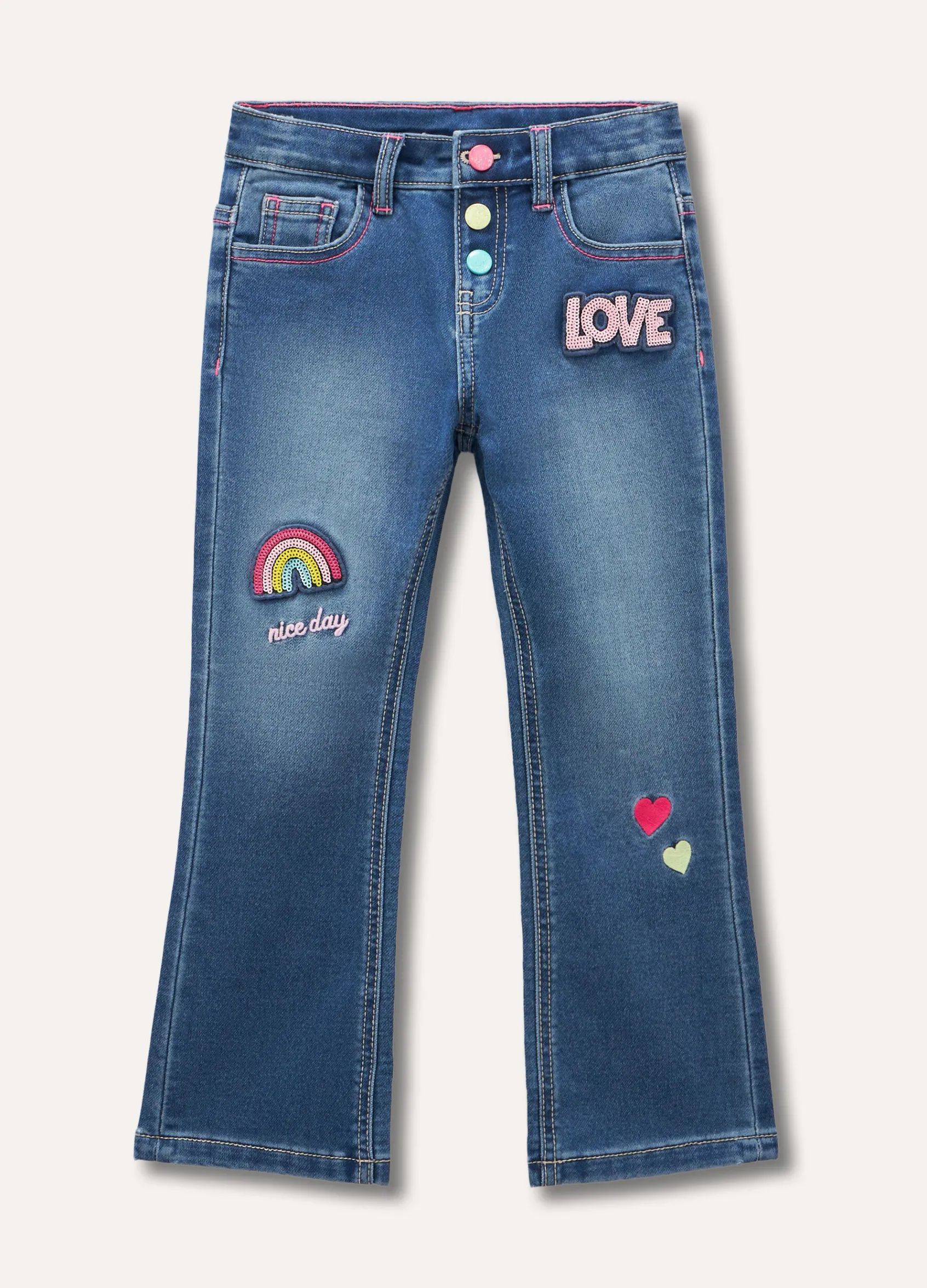 Blukids Jeans con ricami e applicazioni bambina- Jeans