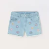Blukids Jeans shorts in denim con ricami bambina- Jeans