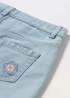 Blukids Jeans shorts in denim con ricami bambina- Jeans