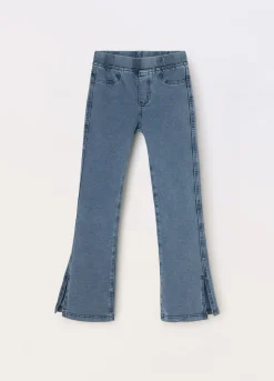 Blukids Jeggings flare fit in denim ragazza- Pantaloni