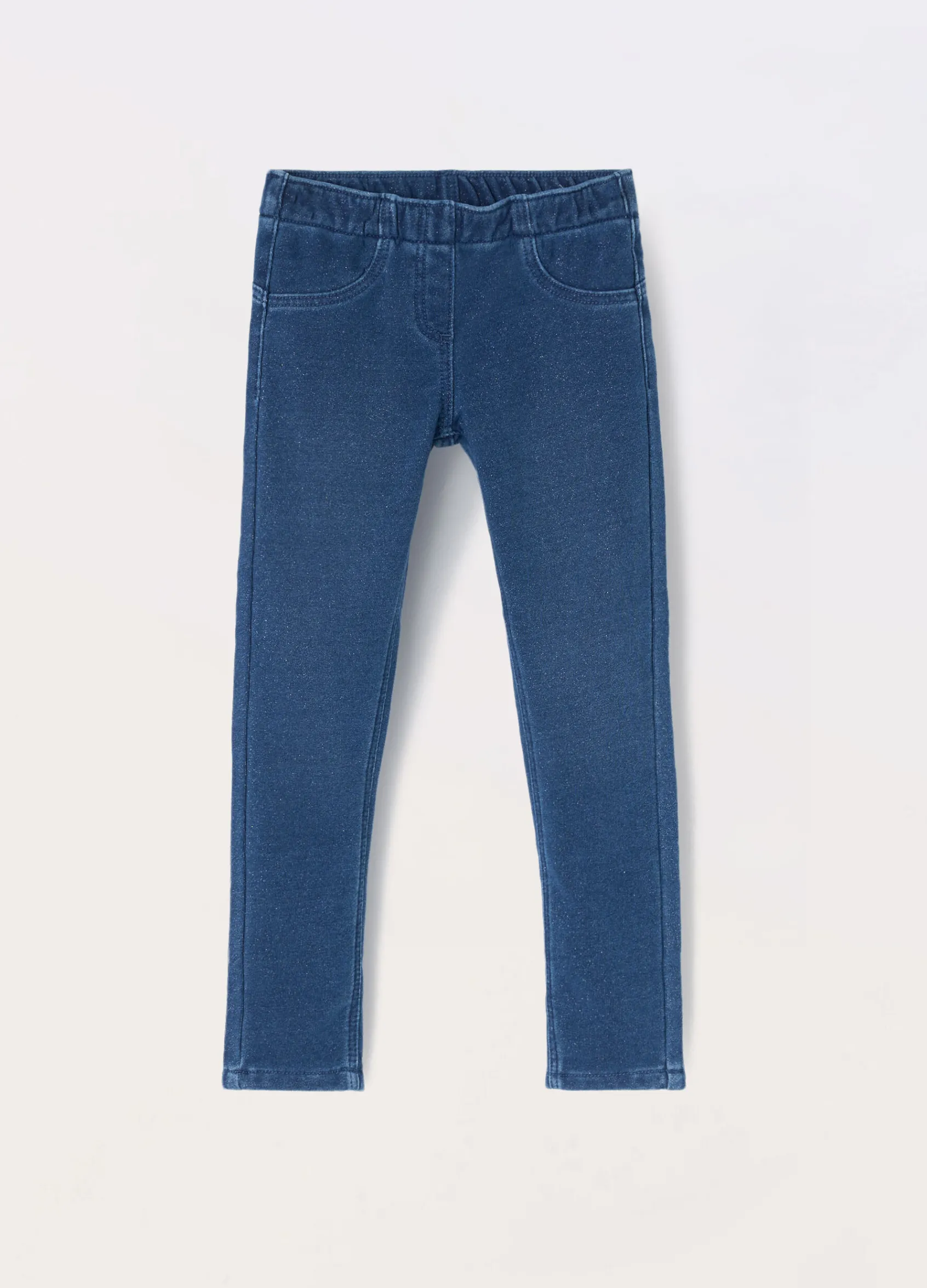 Blukids Jeggings in french terry denim bambina- Leggings