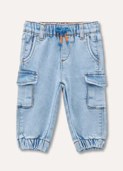 Blukids Jogger cargo in french terry denim neonato- Jeans