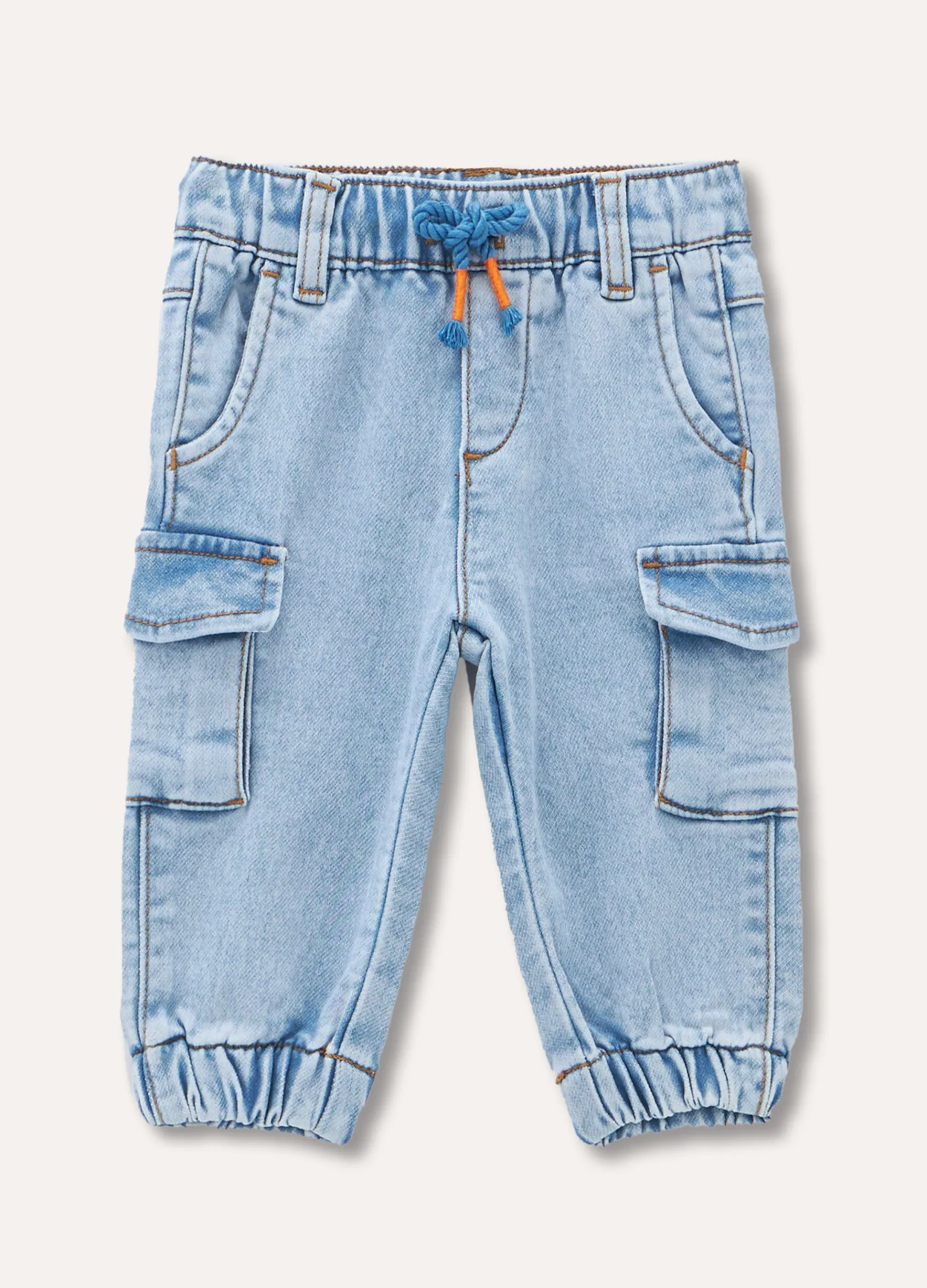 Blukids Jogger cargo in french terry denim neonato- Jeans