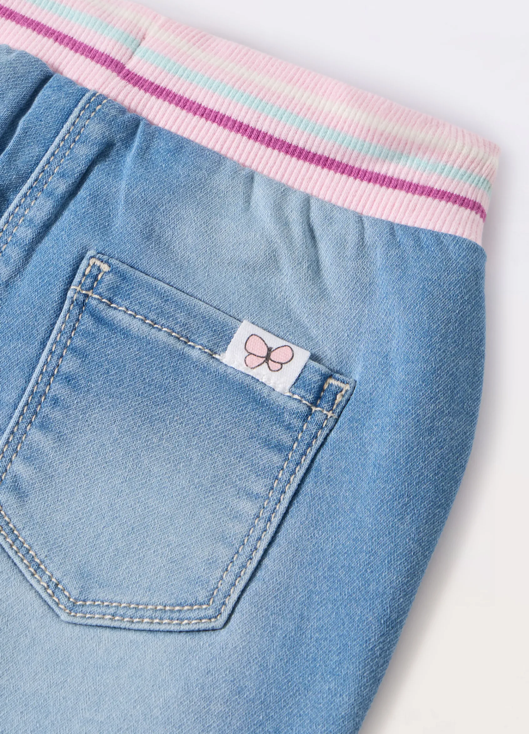 Blukids Jogger in denim misto cotone neonata- Pantaloni