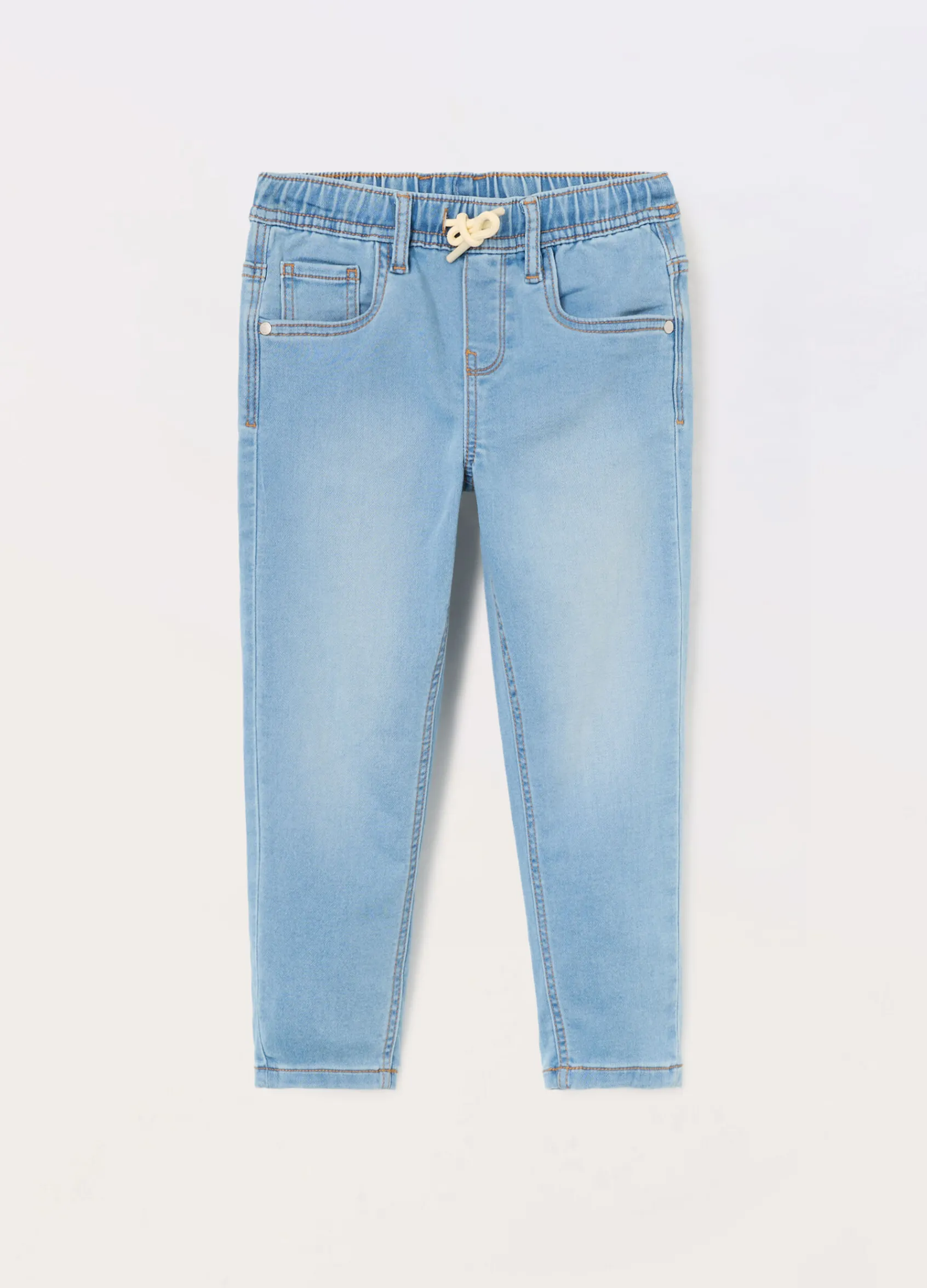 Blukids Joggers in french terry denim bambino-Bambino Pantaloni