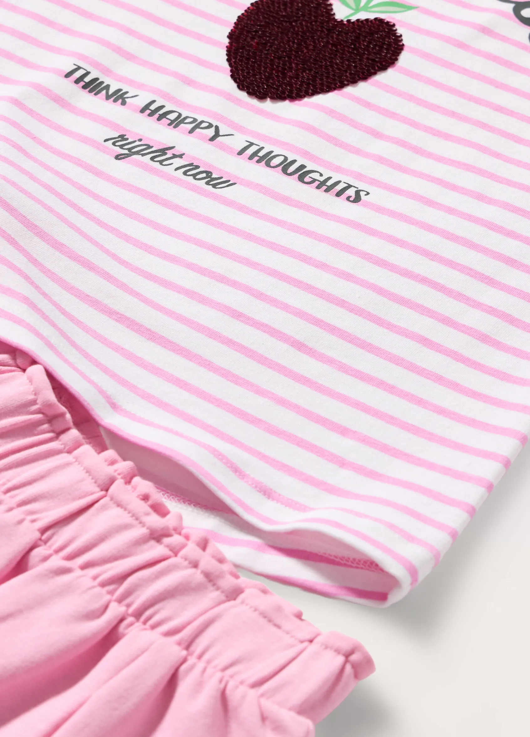 Blukids Jogging set corto in cotone stretch con paillettes bambina- Set E Coordinati