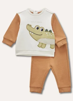 Blukids Jogging set in felpa di puro cotone ricamato neonato- Completini